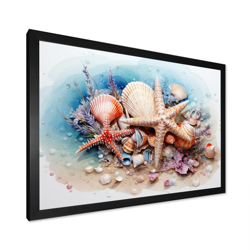 " Treasures Of The Sea ", Black Single Picture Framed, 24" H x 32" W x 1" D