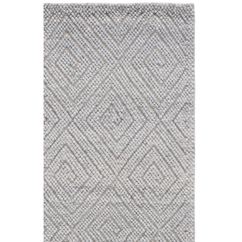 Natura Hand Woven Wool Pet Cotton Geometric Rug in Gray, Runner 2'3" x 8'