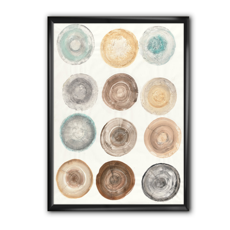 « geometric crème circles »-cadre photo imprimé sur toile, H 40 po x l 30 po x P 1,5 po, Cadre noir