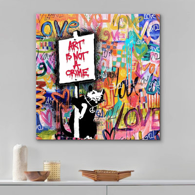 «Urban Banksy Style Love Protest Landscape», art sur toile