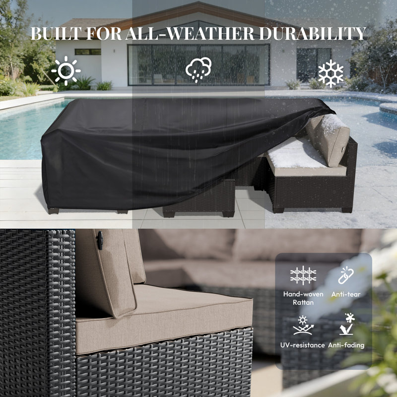  Patio Furniture Set - All-Weather,Water-Resistant - 7 Piece Patio Wicker Rattan Sectional Sofa, Modular Outdoor Conversation Set for Backyard, Garden, Poolside, Balcony