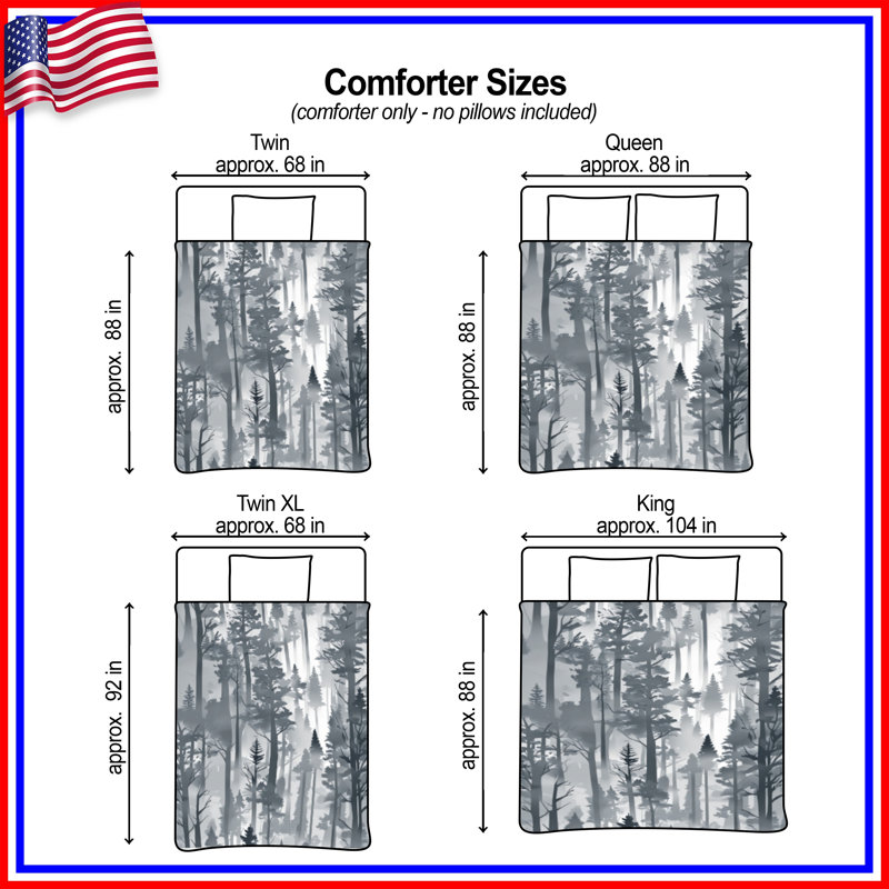 Foggy Pine Forest Comforter, Twin Extra Long