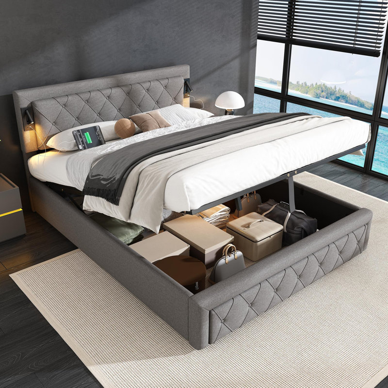 Eyota Upholstered Ottoman Storage Bed, European Kingsize (160 x 200cm)