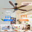 Ventilateur de plafond en bois 62 pouces sans lumière avec télécommande, ventilateur de plafond à profil bas sans lumière, moteur CC réversible silencieux avec minuterie