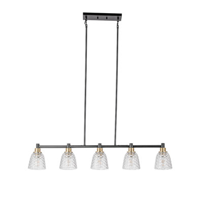 Luminaire suspendu en verre pour îlot de cuisine 5 lumières Abner