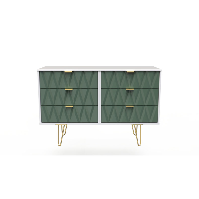 Baturhan 6 Drawer Wide Chest (Ready Assembled), Labrador Green/White