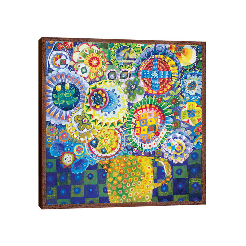 The Yellow Jug by Imogen Skelley - Painting on Canvas, 45.72cm H x 45.72cm W x 3.81cm D, Brown Framed