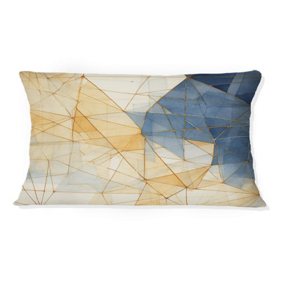 Coussin Minimalist Blue And Gold II - Abstract Shapes