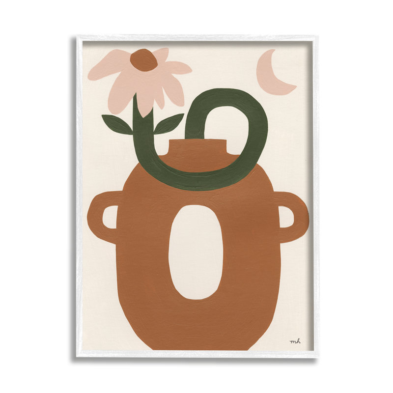 Vase moderne bohème encadré sur bois, Giclée encadrée blanc bord de mer, H 20 po x l 16 po x P 1,5 po