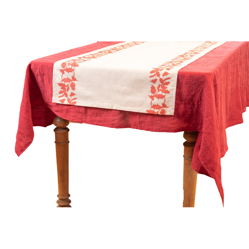 Cotton /Linen Blend Tablecloth 140X140 Cm Cherry, 140cm W x 350 L