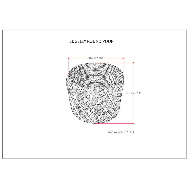 Classic Blue and Natural Woven Jute Round Pouf
