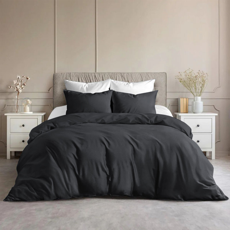 Ensemble de housse de couette en microfibre de luxe - literie moelleuse, infroissable et de qualité hôtel, Gris anthracite