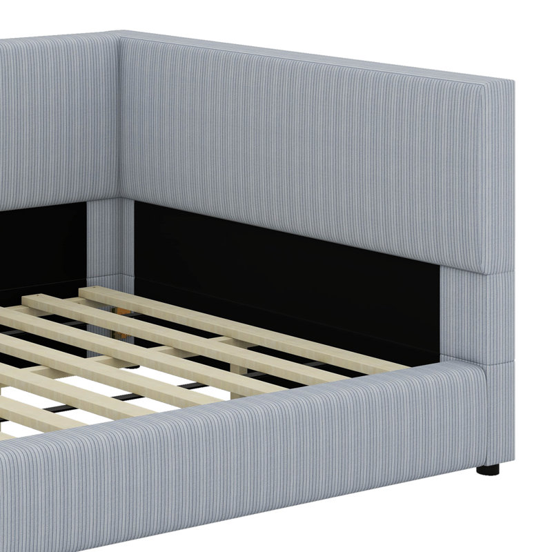 L-Shaped Corduroy Daybed, Gray, Full
