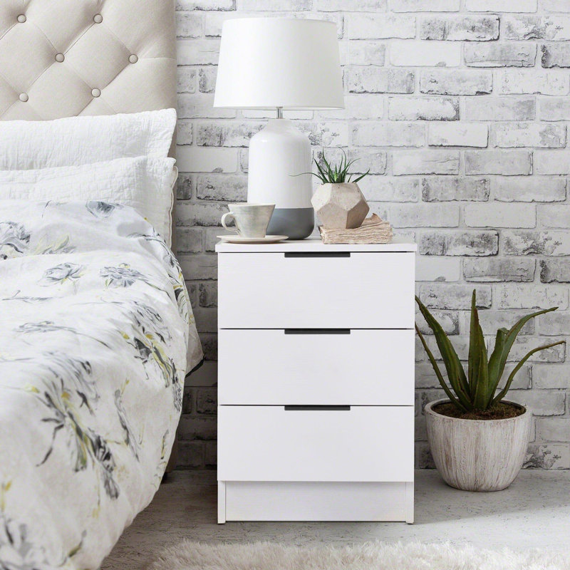 Quella 40cm W Manufactured Wood Bedside Table, White