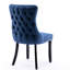 Chaise de salle à manger rembourrée en velours bleu, pieds en bois massif, garniture de surpiqûres, confortable et tissu, décoration élégante-2132126033-2132126060