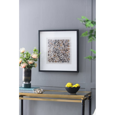 23.6x23.6 Inches Agate Shadow Box Wall For Transitional Office And Modern Living Room, Framed In Black With Velvet Backing, Multicolor Canvas Design B