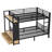 Queen over Queen size Metal Bunk Bed for Teens, Black Loft Bed with Storage Shelves, Drawers & Pegboard, Space-Saving Dorm Bed Frame-491202738