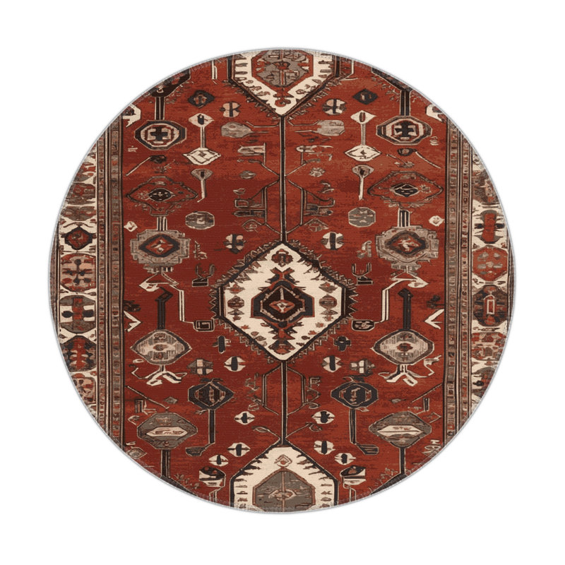 Tapis turc intérieur et extérieur brun, Rond 5 pi