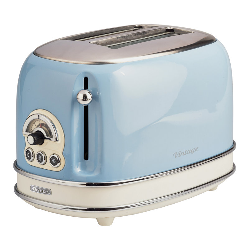 Ariete Vintage 1.7L Kettle with 2 Slice Toaster and 15 Bar Pump Espresso Coffee Machine Set, Blue