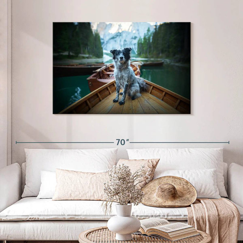 Border Collie On Boat, 30" H x 45" W