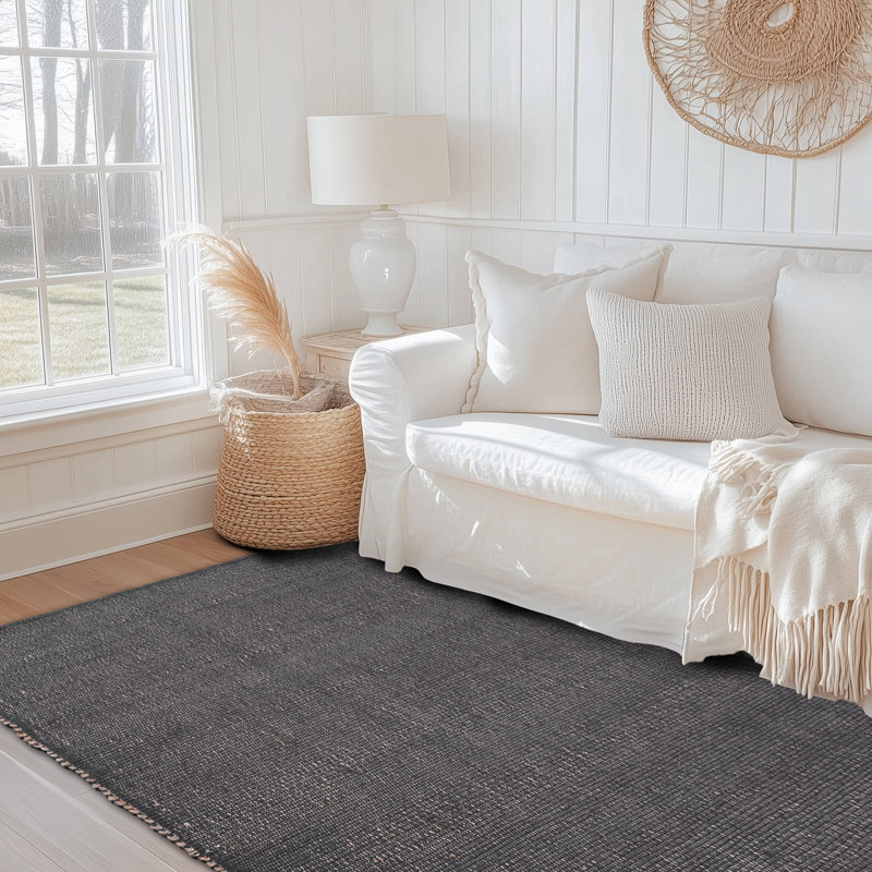 Colston Jute and Cotton Braided Farmhouse Rug, Rectangle 8' x 10'