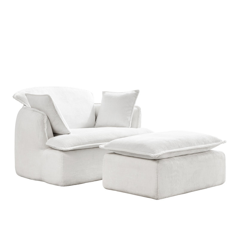 Space Chair With Corduroy Footrest - Adds Style To Dorm Comfortable Upholstered Fits Small Apartments And Dorms Stylish Addition