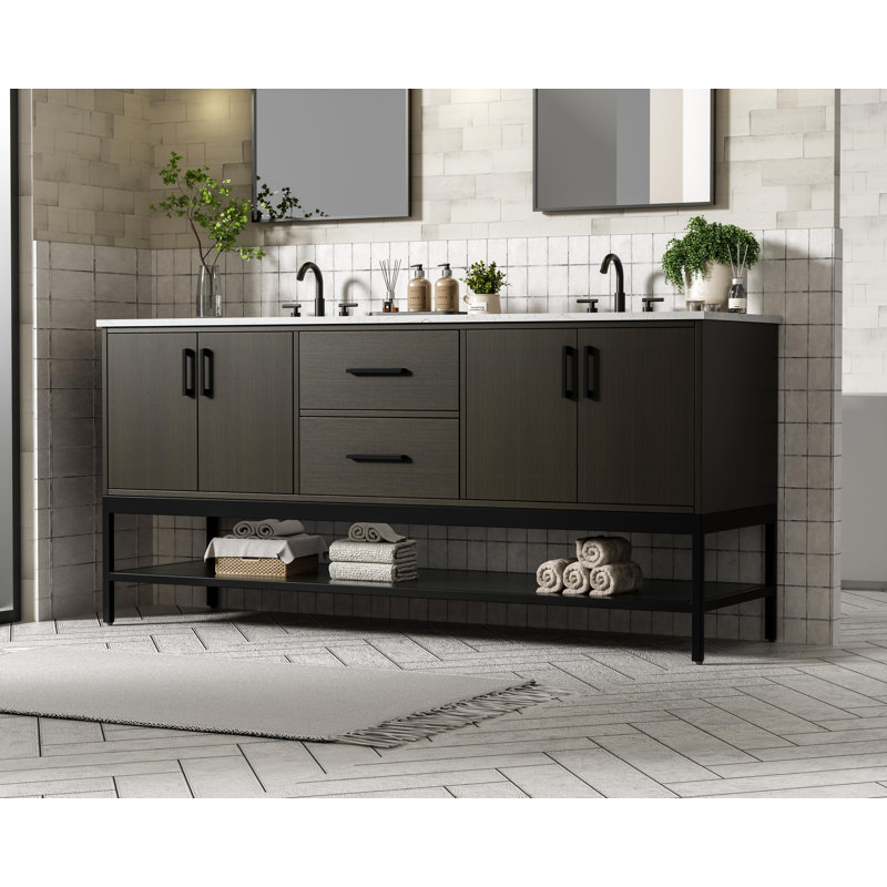 Meuble-lavabo double 72 po, Brun moka