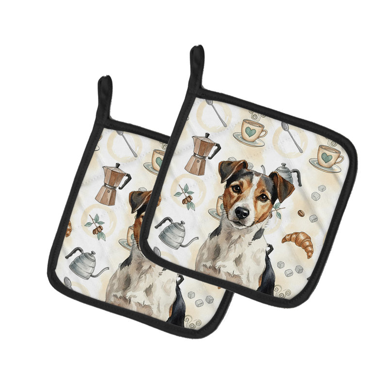 Paire de cafetières tricolores Russell Terrier
