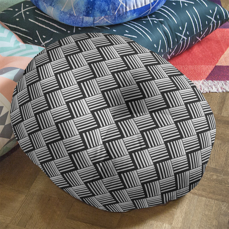 Coussin de sol classique à rayures Baskettressées, 30 po x 30 po, Blanc