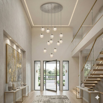 Luminaire suspendu en forme de globe à DEL 13 lumières avec accents de cristal Heatherly