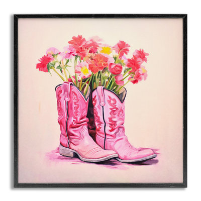 Pink Blossom Boots Framed Giclee Art by Andrea Haase