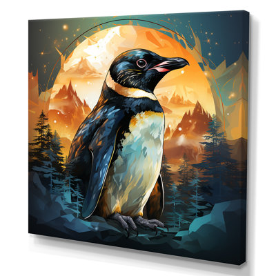 Sunset Penguin Icebound Charm II - Penguin Wall Art
