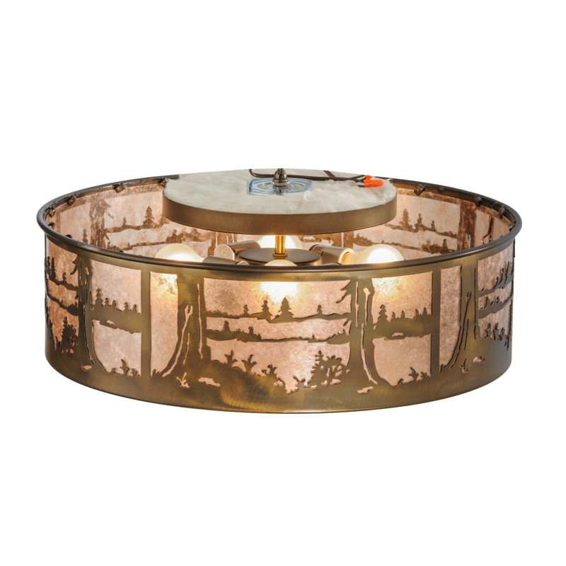 Rustic Lodge 4 - Light Flush Mount, Antique Copper, Antique Copper/Silver