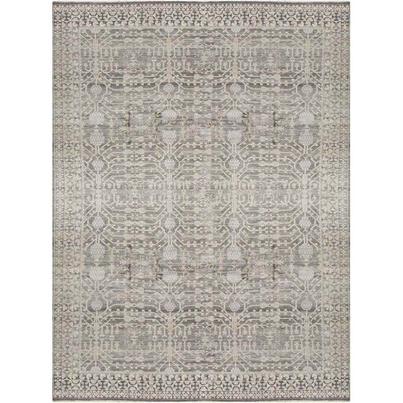 Tapis gris de haute qualité noué à la main