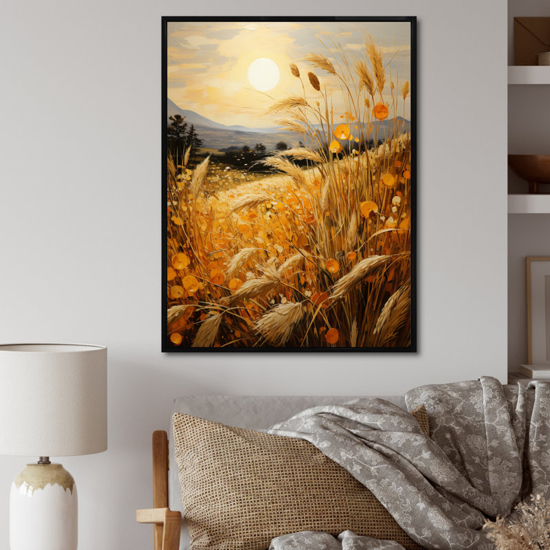 «Countryside Wheat Field of Gold II», reproduction sur toile, H 44 po x l 34 po x P 1,5 po, Cadre flottant noir
