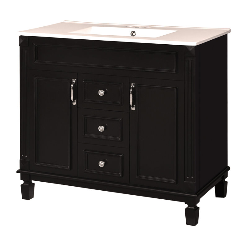 Meuble-lavabo de 36 pouces avec portes à fermeture douce, lavabo supérieur et rangement spacieux pour une salle de bain moderne