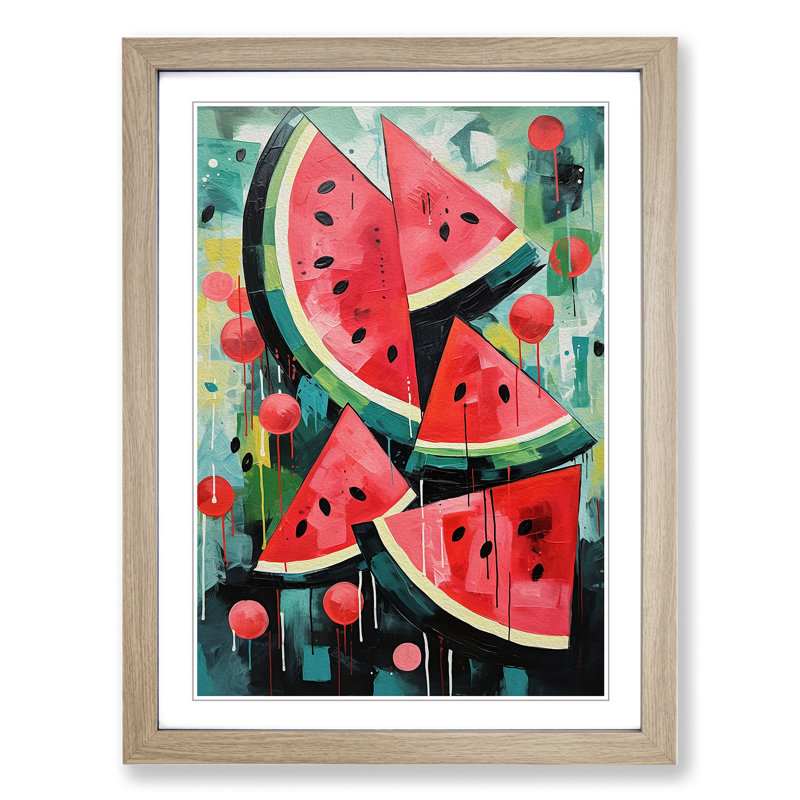 Watermelon Abstract - Framed Print, Oak, 46cm H x 34cm W x 2cm D