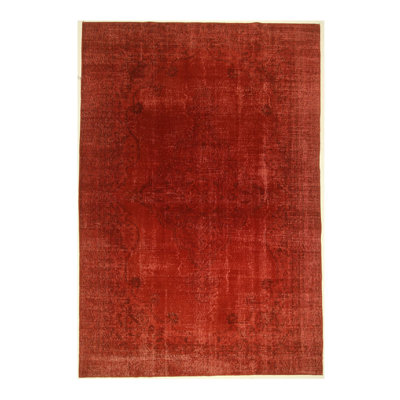 Hand Knotted Abstract Area Rug in Red