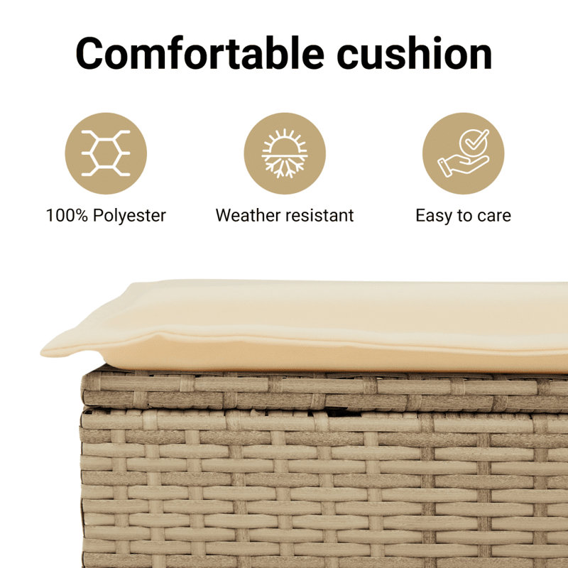 Ensemble de canapé de jardin Vidaxl en rotin de polyester beige, acier thermolaqué 7 pièces