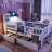 White Twin Platform Bed With Led Illumination, Multi-Functional Headboard, Guardrail And 2 Drawer Shelves In Finish Size Wood Built-In Led, Functional Compartments-1710237708