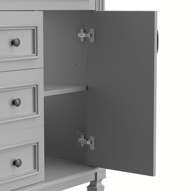 Meuble-lavabo simple 35,9 po avec plateau en bois massif Rahees, Gris