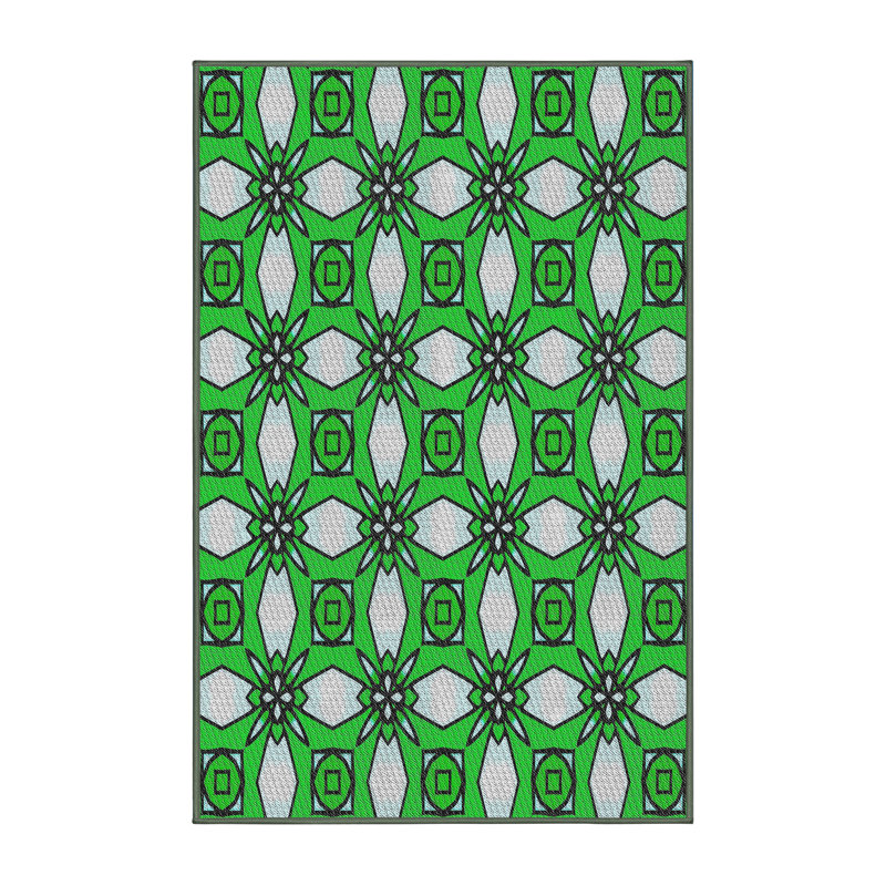 Tapis brun/bleu à motifs, Rectangle 5 pi x 7 pi