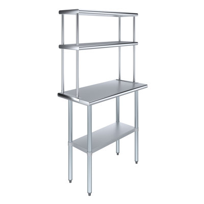 Stainless Steel Top Workbench With 2 Tier Shelf