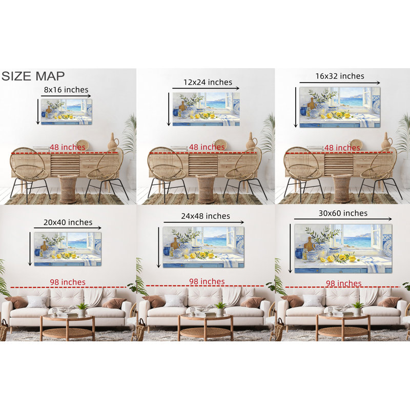 Art mural sur toile de cuisine citronnelle de timbre, peinture de nature morte méditerranéenne, décoration murale pour la cuisine et la salle à manger, œuvre d'art encadrée, 12 x 24 po