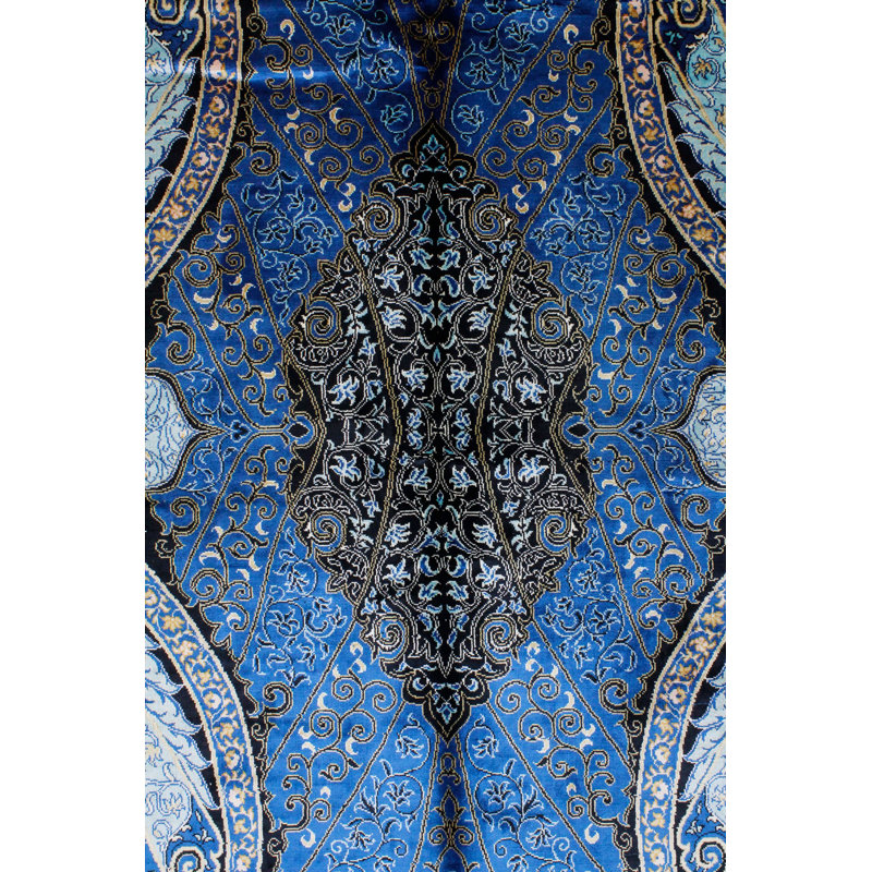 Tapis turc noir et bleu 6 x 9