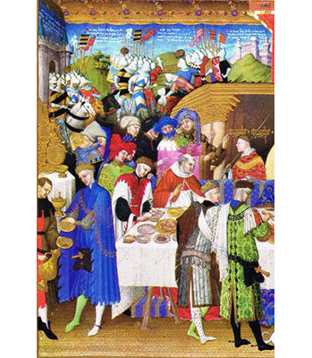 " Le Tres Riches Heures Du Duc De Berry January " by Paul, Herman And Jean Limbourg