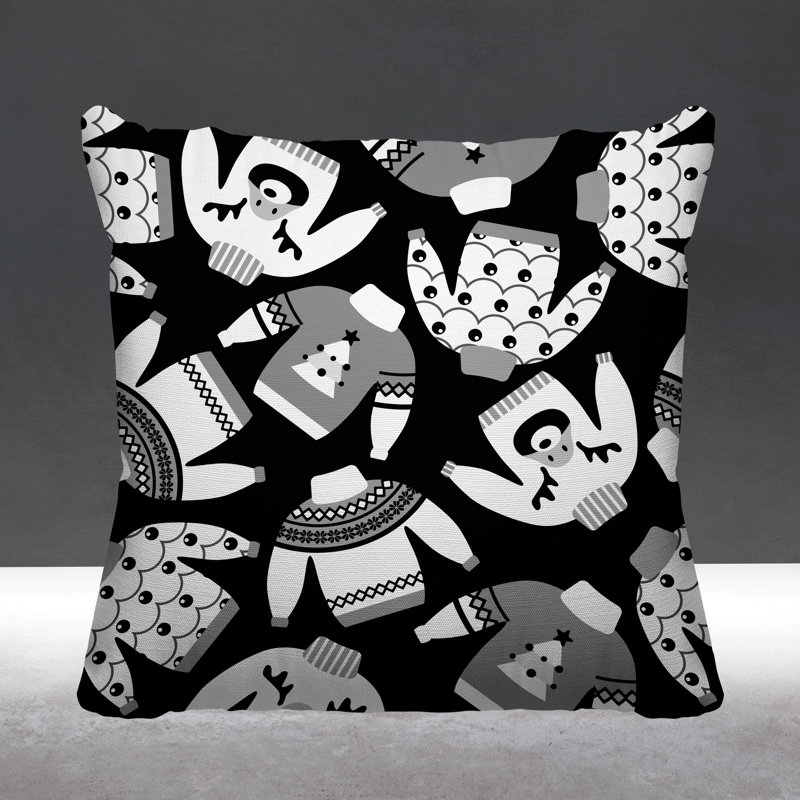 Coussin décoratif intérieur / extérieur Christmas, L 19 po x H 19 po, Noir