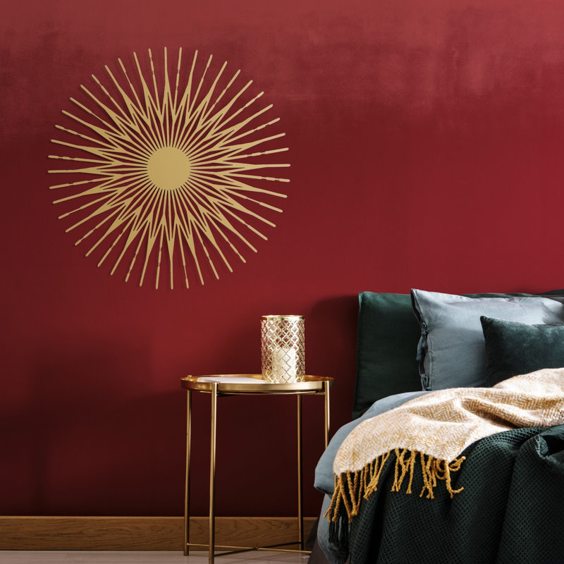 Rayons de soleil, décoration murale en métal, art mural moderne, accent mural (petit, or), Doré