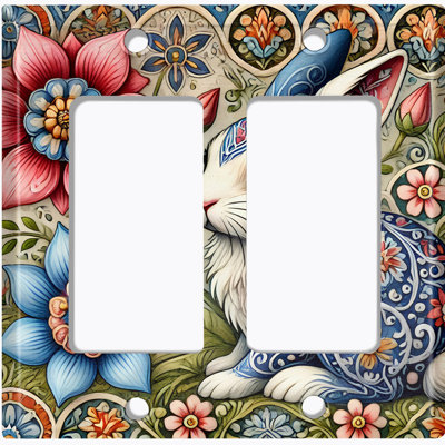Metal Light Switch Plate Cover; US Standard Size 2 Gang Toggle - Spring Bunny