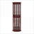 Curio Cabinets | Lighted with Adjustable Tempered Glass Shelves, Mirrored Back, Walnut Brown Finish | Traditional | Corner-1931769628